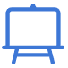 Chalkboard icon: an easel holding a blank board.
